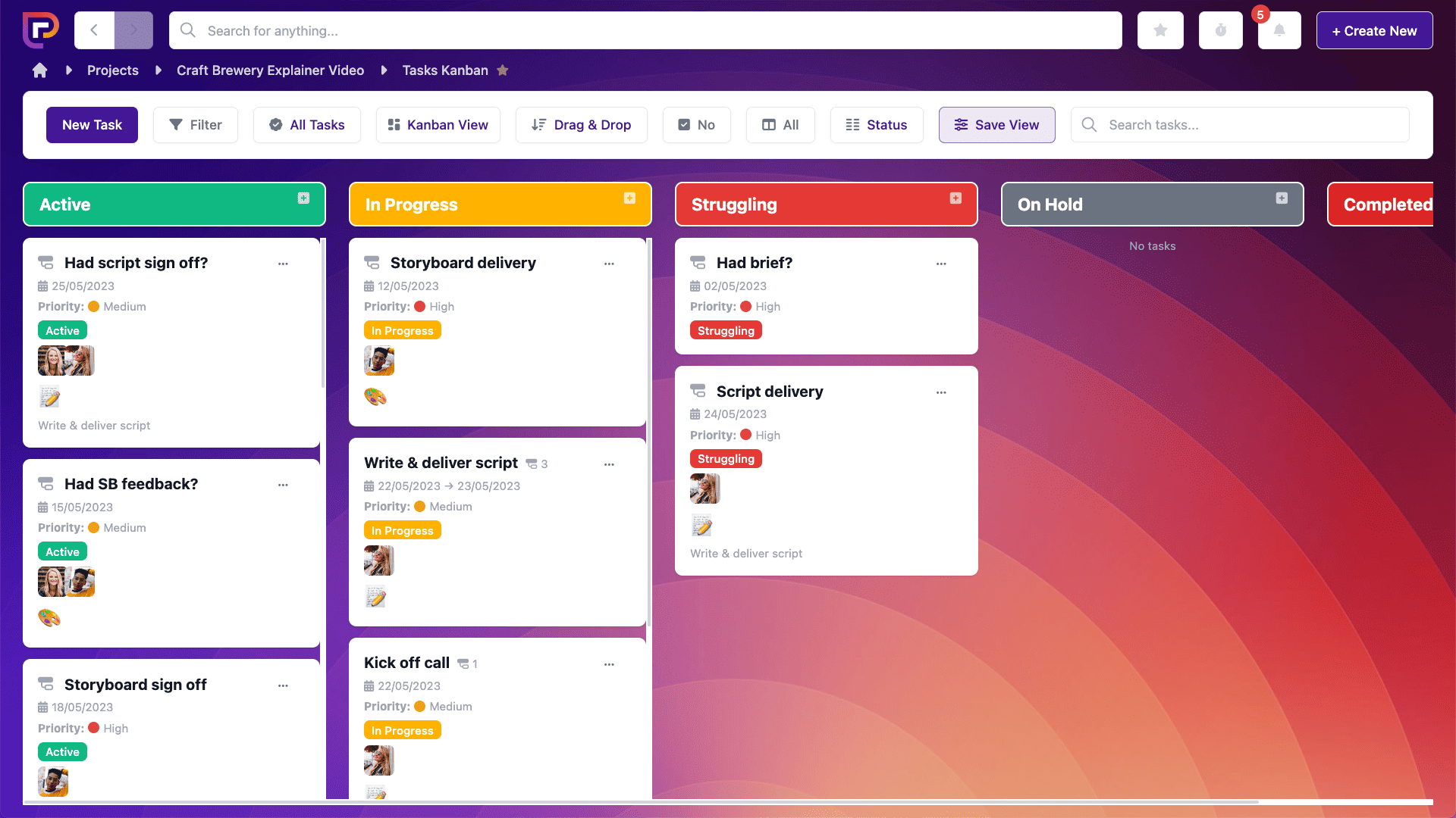 Project.co kanban view