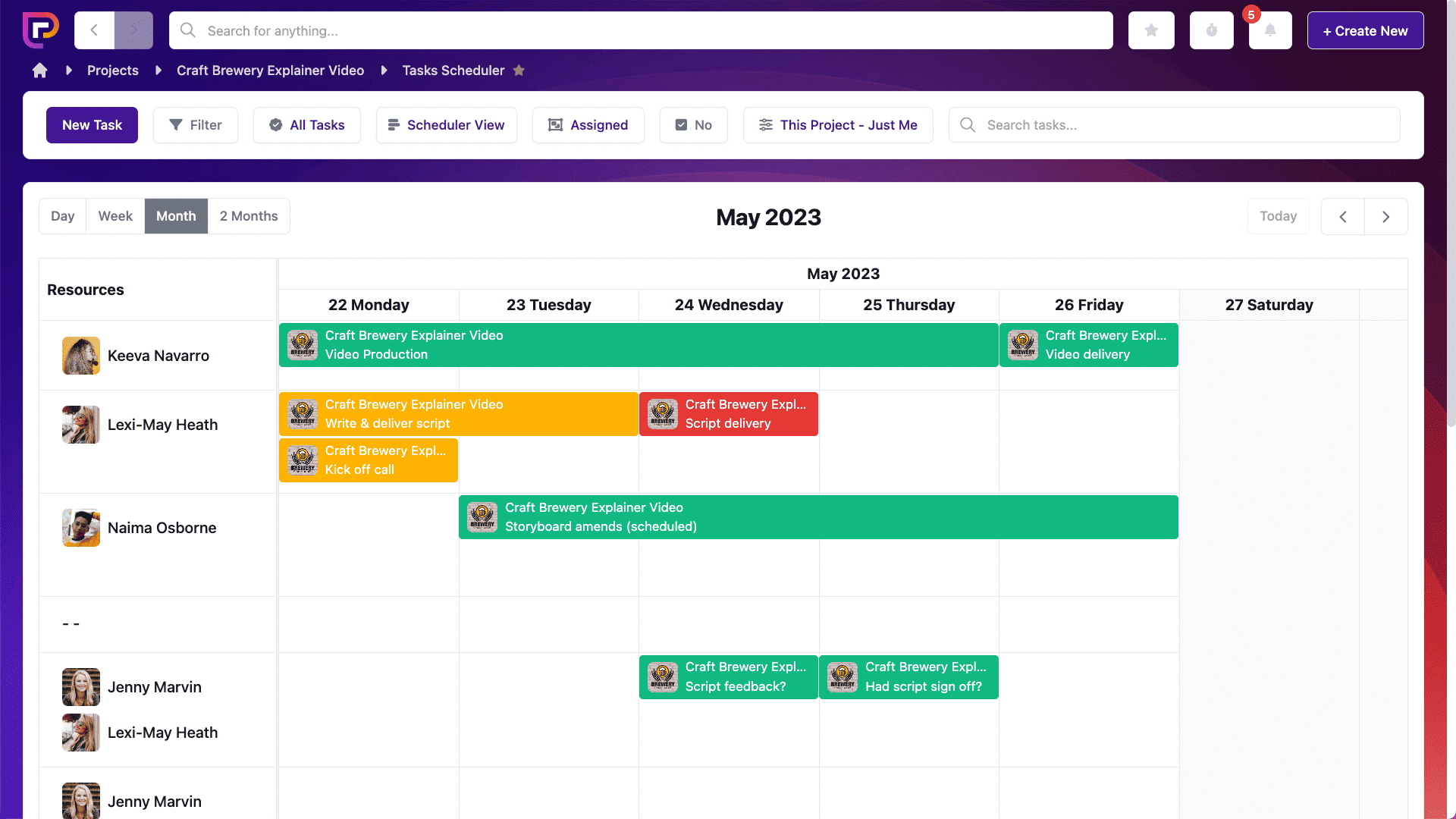 Project.co scheduler view
