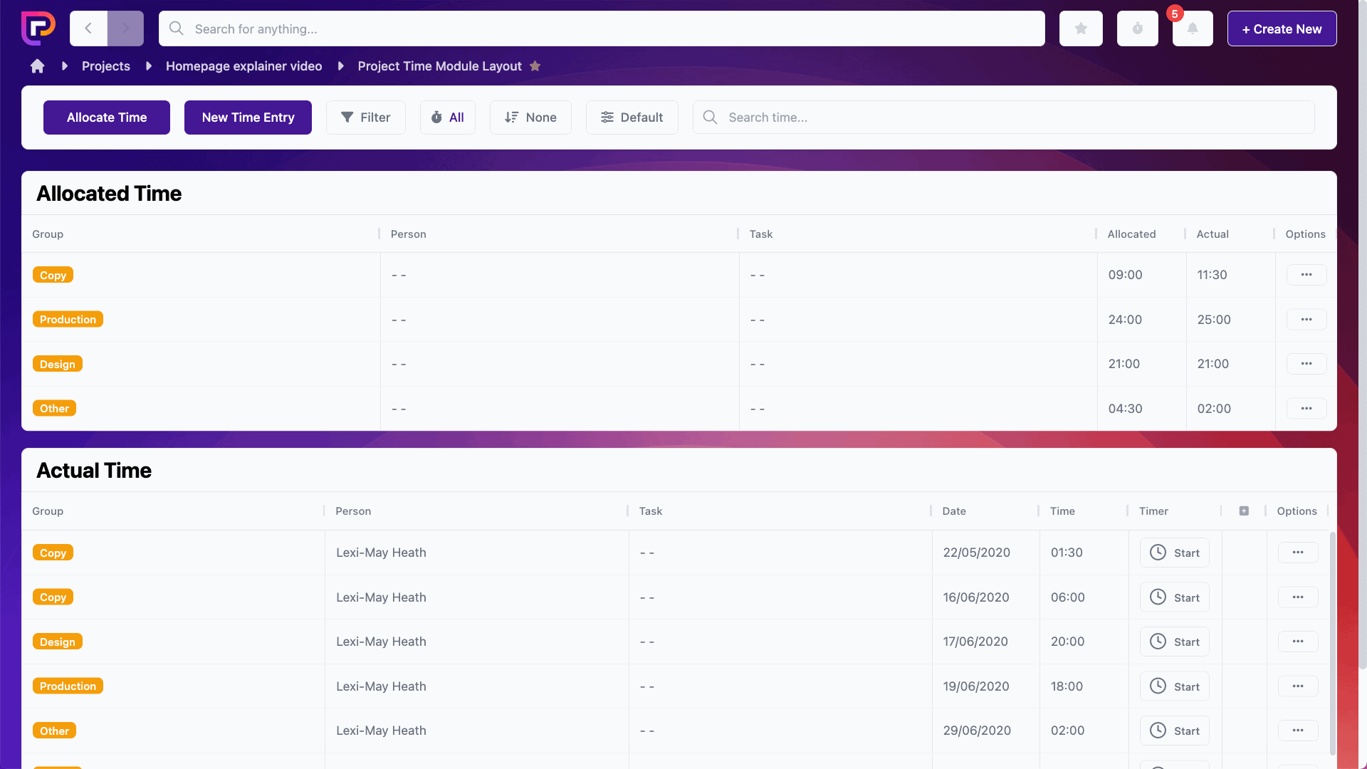 Project.co time tracking